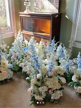 Classic White & Blue Artificial Floral Arrangement - Home Accents